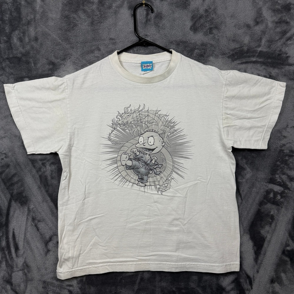 Rugrats T-Shirt Youth XL White Tommy Pickles Dragon Martial Arts Graphic Tee